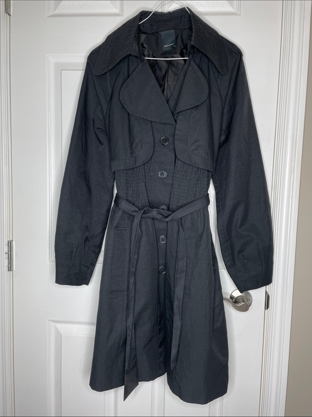 Vero Moda Black Women's Trench Coat with Barrel Arms Sz M